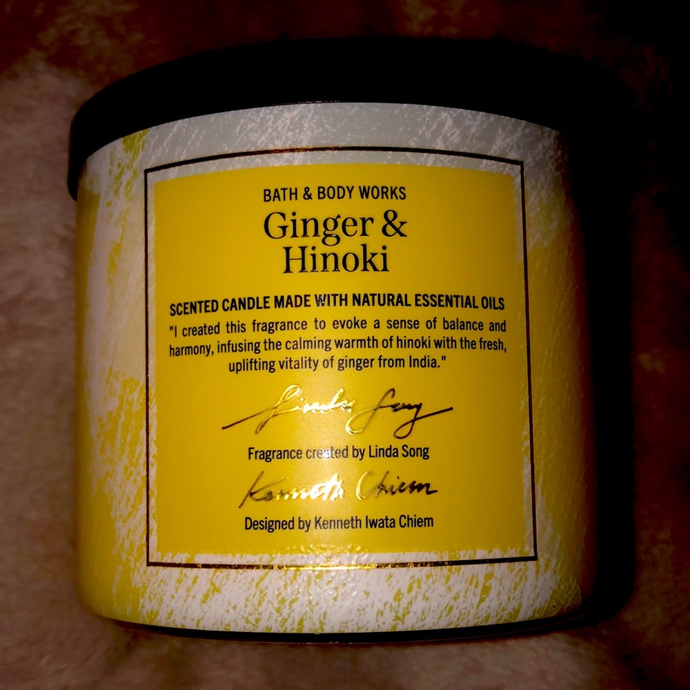 New Bath & Body Works Ginger and Hinoki candle